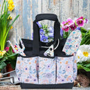 WORKPRO Garden Tool Bag, 9 Pockets Gardening Bag, Heavy Duty Oxford Garden Tote Caddy (Tools NOT Included), 12" x 12" x 6" (Floral White) by GreenHaven Gardens