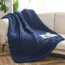 WESHIONGOO Chunky Knit Blanket Throw 50"×60" Knitted Throw Blankets for Couch Bed Fluffy Soft Blanket with Jumbo Chenille Yarn Thick 100% Handmade (Navy Blue) by CozyNest Decor