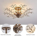 Ganeed Vintage Crystal Chandelier, Modern Bronze Branches Ceiling Light Fixture with 5-Light Heads for Farmhouse Living Room Dinning Room Kitchen Over Table Hallway by CozyNest Decor