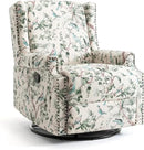UIXE Swivel Rocker Manual Recliner Chair, Wingback Swivel Glider Fabric Nursery Reclining Sofa Chair, High Back Upholstered Arm Chair for Living Room Bedroom - Bird Pattern by CozyNest Decor