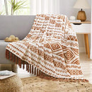 CASAAGUSTO Boho Throw Blanket - Terrcotta Decorative Blankets with Tassel, Printed Flannel Bohemian Blanket for Chair, Bed, Sofa, Couch(50 * 60, Terrcotta) by CozyNest Decor