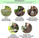 Garden Tools Set – Premium Stainless Steel Gardening Hand Tools with Solid Beechwood Handle – Gardening Kit with Rake, Shovel, Gloves, Shears, Tool Organizer – Garden Gifts for Women and Men by GreenHaven Gardens