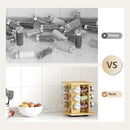 WelFurGeer Bamboo Spice Rack Organizer for Countertop, Revolving Spice Shelf with 12 Glass Jars, Lids & Labels, Desktop Rotating Seasoning Organizer for Kitchens, Space-Saving Design by CozyNest Decor