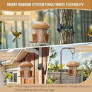 LONA Bird Feeders for Outdoors Hanging – 3 Separate Compartments, 3 Feeding Ports, Weatherproof Dome & 3 Ways to Hang, Large Capacity for Cardinals/Finches (Brown by CozyNest Decor