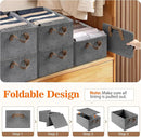 10 Pack Large Capacity Storage Bins, 25L Fabric Closet Organizer With Handles, Collapsible Baskets for Shelves, Clothing, Sheets, Books, Toys (Gray) by TinyTreasures Baby Boutique