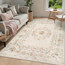 Wonnitar Floral Bow Washable Area Rug 5x7, Ultra-Thin Beige Rugs for Bedroom, Boho Non Shedding Neutral Soft Carpet for Nursey Kids Room Dorm Living Room, Beige by TinyTreasures Baby Boutique