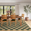Lahome Checkered Easy Jute Dining Room Rug, 5x7 Indoor Outdoor Rugs for Patio Living Room, Neutral Checkerboard Non Slip Low Pile Green Carpet for Bedroom Office Backyard by CozyNest Decor