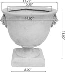 Christopher Knight Home Jorine Light Concrete Planter, Patio Planter, Large Garden Pot, Mid-Centry Gadern Urn, Lionhead Accent Plant Pot, Flower Urn with Drainage Hole for Backyard Home, Antique White by CozyNest Decor
