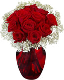 Floral Supply Online - 8" Rose Vase and Flower Guide Booklet - Decorative Glass Flower Vase for Floral Arrangements, Weddings, Home Decor or Office. (Red) by CozyNest Decor