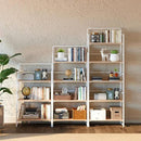 4NM No Assembly Foldable Bookshelf, 4-Shelf Collapsible Bookcase Storage for Small Spaces, 54" H, Natural White by CozyNest Decor