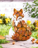 Elenon Outdoor Metal Fox Statue Art Decoration, Garden Handcrafted Standing Fox Ornament Decor with Fall Leaves, Mid Century Fox Figurine Decor for Patios, Lawns, Flower Bed by GreenHaven Gardens