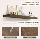 RICHFOCUS 48Inch Floating Shelves for Wall 1 Pack Shelves for Bedroom|Kitchen|Bathroom Wall Mounted Rustic Wood Floating Shelf with Invisible Brackets for Books|Storage|Decor, Walnut by CozyNest Decor