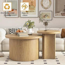 Set of 2 Nesting Coffee Tables Farmhouse,Round Coffee Table Living Room,Wood Finish Coffee Table Set, Small Coffee Tables, Sofa Side Living Room Bedroom Coffee Side Table (Large Size - Set) by CozyNest Decor