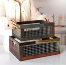 TIMRIS Set of 3 Rustic Wood Nesting Crates, Farmhouse Distressed Wooden Storage Boxes, Decorative Reclaimed Wood Organizer Baskets with Wire Mesh (Random) by CozyNest Decor