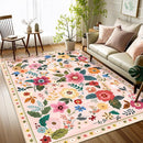 Floral 4x6 Area Rug Machine Washable Soft Print Boho Carpet Non Slip Doormat Low Pile Flower Area Rugs for Living Room Bedroom Nursery Kitchen Dining Room Indoor-Pink by TinyTreasures Baby Boutique
