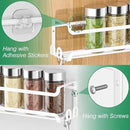 LUCYCAZ 8 Pack Wall Mounted Spice Rack with 16 Hooks, Spice Organizer Shelf for Stove Cabinet Pantry Door,Screw or Adhesive Spice Shelf Hanging Wall Spice Rack in Kitchen and RV (White, 8 PACK) by CozyNest Decor