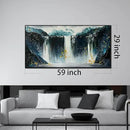 Waterfall Hand Painted Wall Art for Living Room - Mountains Wall Art for Office Decor - Landscape Big Wall Art for Living Room Size 29" x 59" by CozyNest Decor