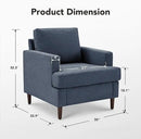 Mid-Century Accent Chair,Modern Linen Fabric Armchair for Living Room,Comfy Upholstered Reading Accent Chairs for Bedroom,Single Sofa Chair with Wood Legs (Blue Grey, 1 Pack) by CozyNest Decor