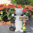 Solar Cat Statue with Solar Lantern-Outdoor Garden Décor, LED Lighted Kitty Figurine for Patio, Lawn,Yard-Valentine's Day, Birthday Gifts for Mom,Grandma,Cat Lovers by GreenHaven Gardens