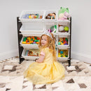 Humble Crew Kids Toy Storage Organizer with 12 Plastic Bins, Espresso/White – Removable Bins for Playroom, Bedroom, Toddler Furniture for Boys and Girls Ages by TinyTreasures Baby Boutique