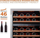 Ca'Lefort Wine Fridge & Cooler - 24 Inch 46 Bottle Wine Cooler Refrigerator, 40-65°F Dual Zone Wine Refrigerator Glass Door, 3 LED Built-in or Freestanding Fridge for Home/Bar/Kitchen (5.65 cu.ft) by CozyNest Decor