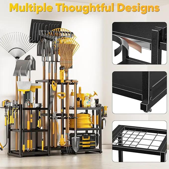 42" H Large Garden Tool Organizer, Holds Up to 86 Tools, Heavy Duty Yard Tool Organizer for Garage, 61“ Wide Lawn Freestanding Tool Storage Rack for Outdoor Shed Tool Rake, Shovel, Brooms, photo 3 of 7