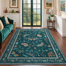 5x7 Washable Area Rug with Insect Print - Bug Rug Non-Shedding Stain Resistant Soft Carpet for Bedroom, Low Pile Ultra-Thin Machine Washable Carpet for Dining Room, Kids Nursery, Office (5'x7' Teal) by TinyTreasures Baby Boutique