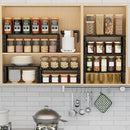 Expandable Spice Rack Kitchen Cabinet Shelf Organizer, Stackable Storage Shelves Racks, Adjustable Counter Shelving for Cabinets, Countertop, Cupboard,Pantry and More(1Pack/Black/Medium)