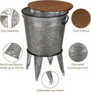 Rustee Rustic Storage Farmhouse Accent Side Table,Antique Galvanized Metal End Coffee Cocktail Table Box Bin with Round Wooden Lid Set of 2 (Galvanized),HC2009WT,One size by CozyNest Decor