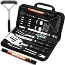 31pcs BBQ Grill Accessories Set for Men Dad, Heavy Duty Grilling Tools Gifts for Fathers Day, Stainless Steel BBQ Utensils Kit with Mats, Grill Brush in Carrying Bag Black by GreenHaven Gardens
