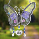 Laraine Butterfly Suncatcher with Pressed Flower Wings Mom Mother's Day Butterfly Glass Wind Chime Ornament Charm with Metal Heart Gifts for Mom Grandma Aunt Birthday (Purple Love (with Free Hook)) by GreenHaven Gardens