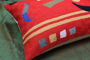 Lumbar Kandinsky Red Abstract Pillow Cover Modern Throw Pillowcase Chair Cushion Contemporary Farmhouse Pillowsham Couch Handembroidered Wool Size 14x20 by CozyNest Decor