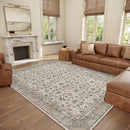 Washable 8x10 Area Rugs for Living Room, Boho Non-Slip Silicone Backing Rugs for Bedroom Dining Room Nursery Office, 0.3" Neutral Oriental Throw Carpet with 0.16" Cushioning Pad, Cream/Multi by TinyTreasures Baby Boutique