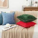 decorUhome Chenille Soft Throw Pillow Covers 24x24 Set of 2, Farmhouse Velvet Neutral Decorative Euro Pillow Covers with Stitched Edge for Couch Sofa Bed Home Decor, Blue by CozyNest Decor