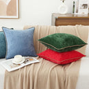 decorUhome Chenille Soft Throw Pillow Covers 26x26 Set of 2, Farmhouse Velvet Neutral Decorative Euro Pillow Covers with Stitched Edge for Couch Sofa Bed Home Decor, Blue by CozyNest Decor