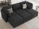 Belffin Terry Fabric Modular Sectional Sleeper Sofa Bed with Storage Convertible Sectional Couches for Living Room 6 Seaters Black Modular Sofa by CozyNest Decor