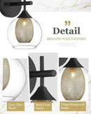 Black Wall Sconce Set of 2, Bathroom Vanity Light Fixture with Clear Glass and Honeycomb Metal Shade, Sconces Wall Lighting for Mirror Bedroom Hallway, AD-22001-1W2-BK by CozyNest Decor