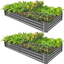 Land Guard 2 Pack 8×4×1ft Galvanized Metal Raised Garden Bed, Metal Planter Kit Box Outdoor for Deep-Rooted Vegetables, Flowers, Green and Herbs (Mid-Grey) by CozyNest Decor