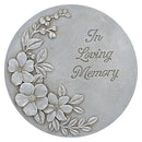 NAT & Jules Flower Blossom and Bud Floral Spray Dimensional Indoor Outdoor 12 inch Round Cast Resin Decorative Garden Stepping Stone, Patio, Walkway Sculpture Yard Art, in Loving Memory Stone Grey by CozyNest Decor