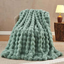 Lotus Karen Faux Fur Throw Blanket Sage Green - Big Bubble Rabbit Fluff Blanket for Couch Bed Sofa,Softest Fluffy Fuzzy Cozy Blanket,Plush Thick Furry Shaggy Warm Blankets for Women,60x80 Inches by CozyNest Decor