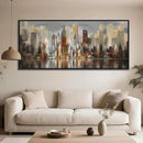 Framed Large Cityscape New York Wall Art Canvas Prints Abstract Brown City Theme Paintings Modern Canvas Wall Art for Living Room Pictures Wall Decor Bedroom Big Size 31x70 by CozyNest Decor