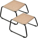 Outdoor Footstools for Patio,Backyard Patio Furniture Metal Frame Small Seat All Weather Footrest for Couch Patio Chairs 2 Pieces Beige by CozyNest Decor