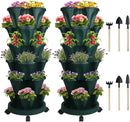 Vertical Planter 6 Tier Stackable Planters Garden Planters Strawberry Herb Flower and Vegetable Planter Indoor Outdoor Gardening Pots with Removable Wheels and Tools 2-Pack by GreenHaven Gardens