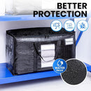 TAILI Extra Large Moving Bags, 4 Pack Black Heavy Duty Totes For Storage with Visible Window, Wrap Around Handles, Storage Bags for Space Saving, Alternative to Moving Boxes by TinyTreasures Baby Boutique
