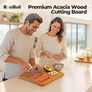 Acacia Wood Cutting Board for Kitchen - 0.8 inch Thick Wood Charcuterie Cheese Board with Side Handles and Juice Grooves, Wooden Chopping Block for Meat and Veggies, 13x10 inch by CozyNest Decor