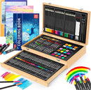 Art Supplies, iBayam 150-Pack Deluxe Wooden Art Set Crafts Drawing Painting Kit with 1 Coloring Book, 2 Sketch Pads, Creative Gift Box for Adults Artist Beginners Kids Girls Boys by TinyTreasures Baby Boutique