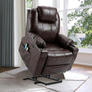 VIVIJASON Power Lift Chair Electric Recliner for Elderly Heated Vibration Massage Faux Leather Recliner Chair with 2 Remote Controls, Cup Holders, Side Pockets & USB Ports for Living Room (Brown) by CozyNest Decor