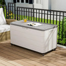 100GAL White Resin Deck Box with Wheels – Lockable, Waterproof, SGS-Tested UV Resistance, Spacious Outdoor Storage for Patio Cushions & Pool Gear, Easy Assembly by GreenHaven Gardens
