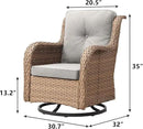 Outdoor Patio Swivel Rocker Chairs - Wicker Rattan Patio Swivel Rocking Chairs Set of 2 with High Back,Deep Seating and Comfort Cushions for Deck Porch Garden,Yellow/Beige by GreenHaven Gardens