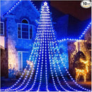 Outdoor Christmas Decorations Star String Lights 420 LED Waterproof Waterfall Lights with Christmas Tree Topper, 8 Lighting Modes Tree for Yard Patio Garden Party (Blue) by GreenHaven Gardens